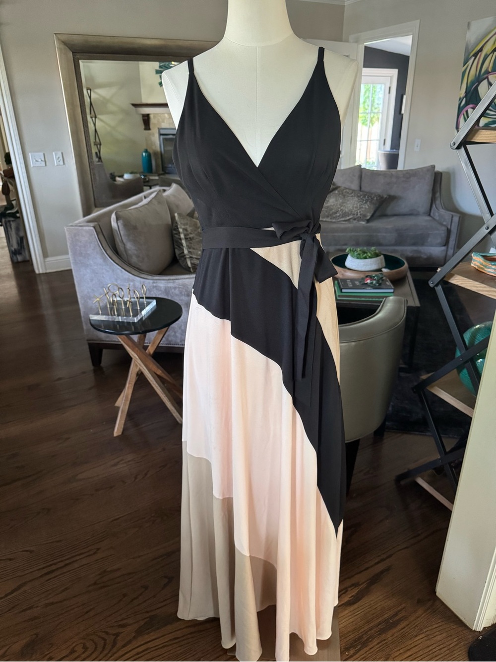 Hutch Sleeveless Wrap Maxi Dress - Black, Cream & Tan